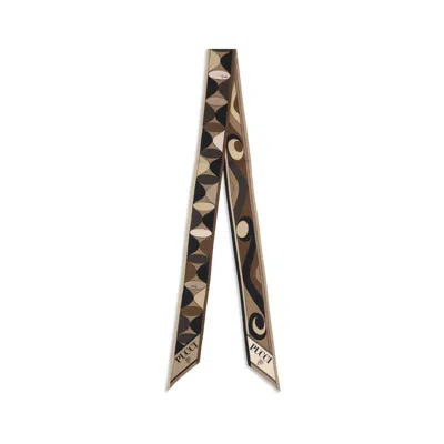 Pucci Manuba And Moiré Print Silk Scarf In Neutral