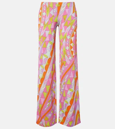 Pucci Manuba Jersey Satin Wide-leg Pants In Multi