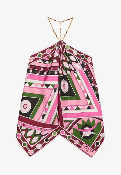 Pucci Manuba Print Asymmetric Chain Top In Multi