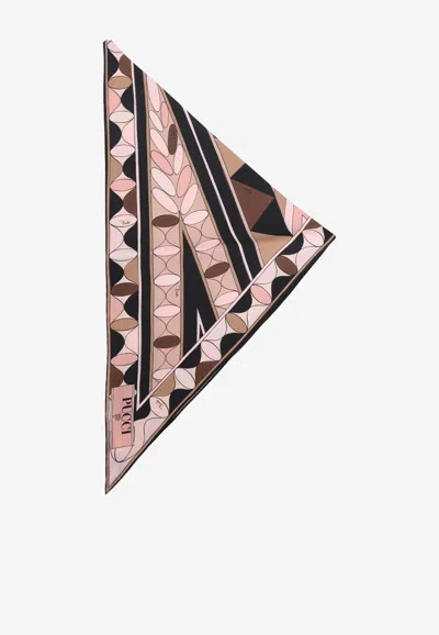 Pucci Manuba Print Silk Triangle Scarf In Multi