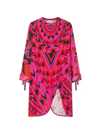 Pucci Manuba-print Long-sleeved Dress In Pink