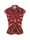 Pucci Manuba-print Ruched Blouse In Red
