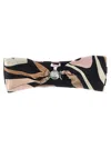 Pucci Bandeau Swim Top With Abstract Pattern And Metal Ring Detail In Black