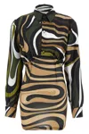 Pucci Long-sleeved Mini Dress With Marble Print