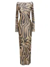 Pucci Abstract Pattern Tulle Dress In Brown