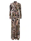 Pucci Multicolor Marble Dress In Brown
