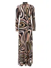 Pucci Multicolor Marble Dress In Brown