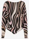 Pucci Marble Print Bodysuit With Cape Sleeves