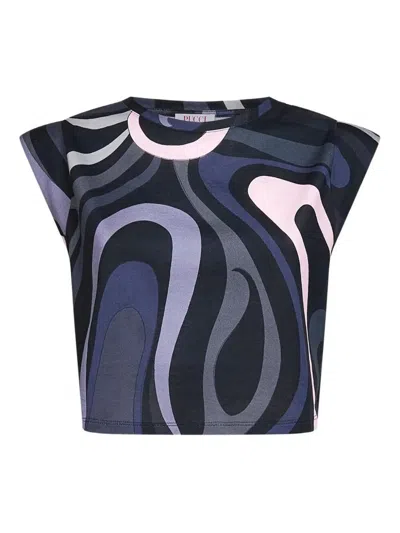 PUCCI PUCCI MARBLE-PRINT CROPPED T-SHIRT CLOTHING