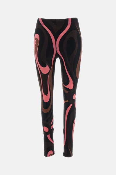 Pucci Marble Print Leggings In Black