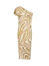 Pucci One Shoulder Dress In Ecru/gold
