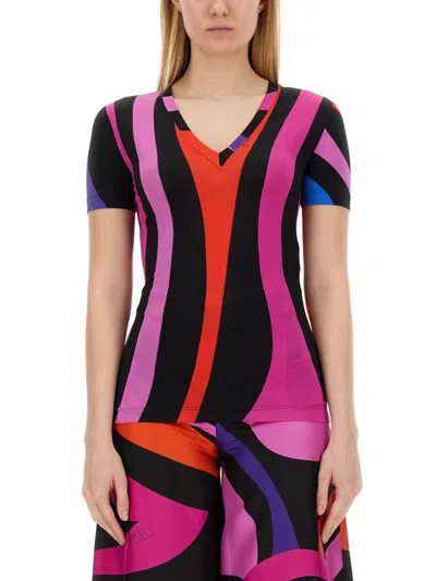 Pucci Marble Print T-shirt In Multicolor