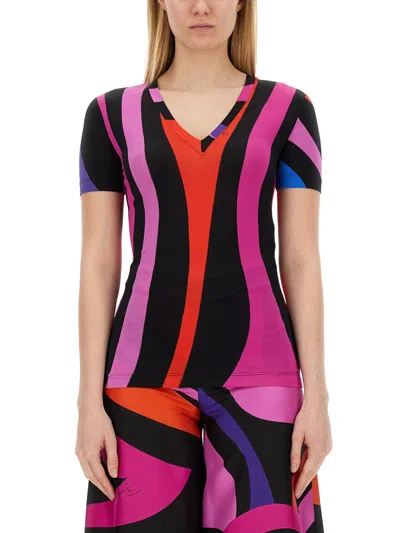 Pucci Marble Print T-shirt In Multicolour
