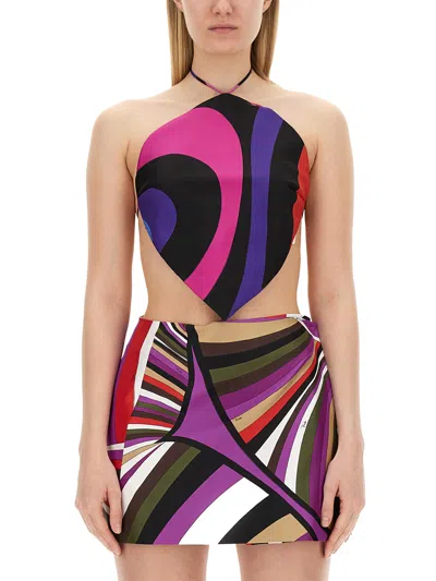 Pucci Marble Print Top In Multicolour