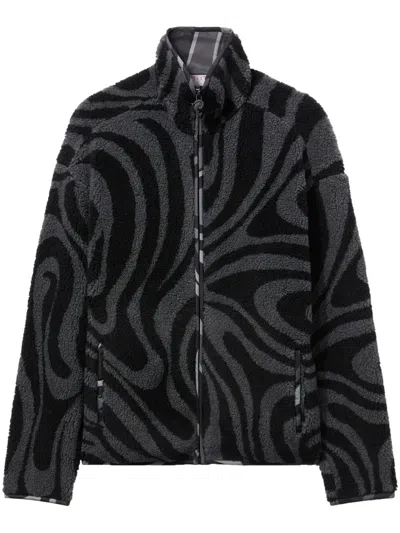 Pucci Marbled-pattern Felted Bomber Jacket In Black