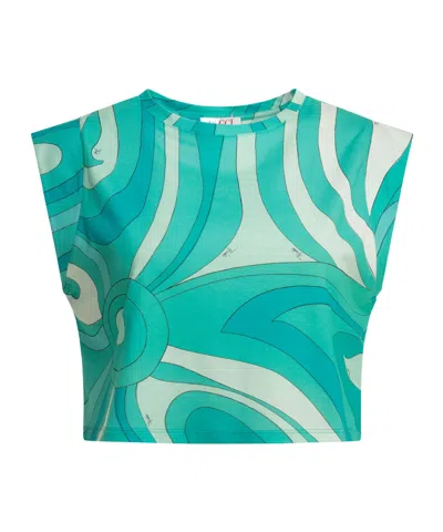 Pucci Marmo Abstract Cropped Top In Multi