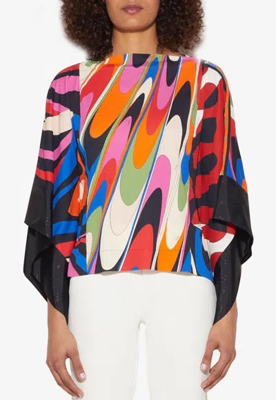 Pucci Patchwork Draped Blouse In Multicolor