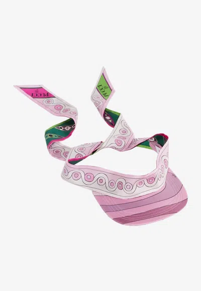 Pucci Marmo And Onde Print Silk Twill Cap In Pink