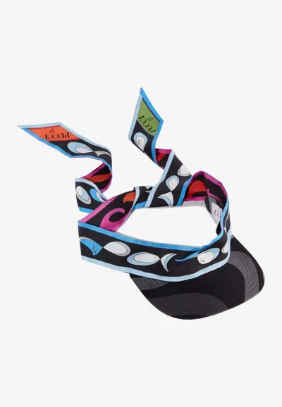 Pucci Marmo And Pesci Print Silk Twill Cap In Multicolor