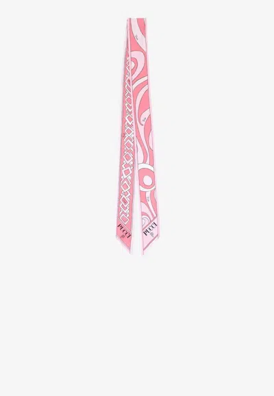 Pucci Marmo And Trapezio Print Silk Bandeau Scarf In Pink