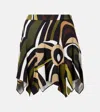 Pucci Marmo Asymmetric Satin Jersey Miniskirt In Multicoloured