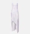 Pucci Marmo Asymmetric Silk Twill Maxi Dress In Purple