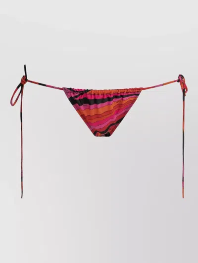 Pucci Marmo Bikini Briefs Adjustable Low Rise Striped In Red
