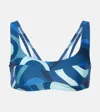 Pucci Printed Bikini Top In Blue