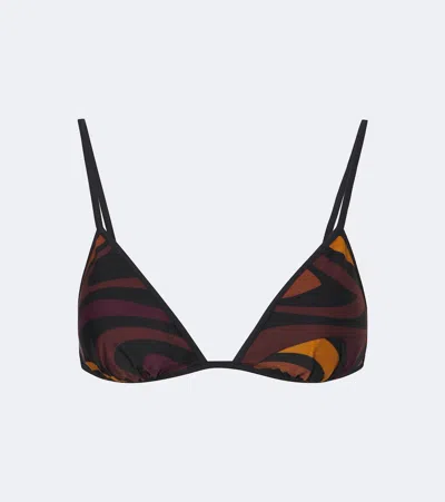 Pucci Marmo Bikini Top In Burgundy