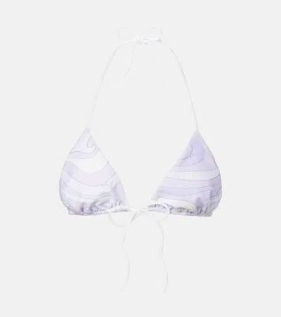 Pucci Marmo Bikini Top In Purple