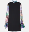 Pucci Black Dress With Sheer Patterned Sleeves In Schwarz