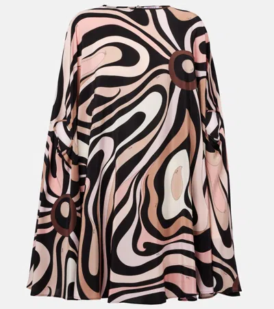 PUCCI MARMO CAPED CRÊPE DE CHINE MINIDRESS