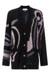 Pucci Embroidered Mohair Blend Oversize Cardigan In Black