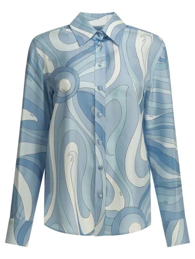 Pucci "marmo" Casual Shirt In Blue