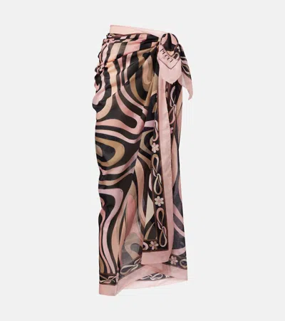 Pucci Marmo Cotton Beach Cover-up In Brown