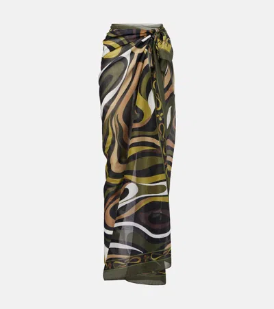 Pucci Marmo Cotton Beach Cover-up In Green