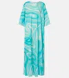 Pucci Marmo Cotton Kaftan In Blue