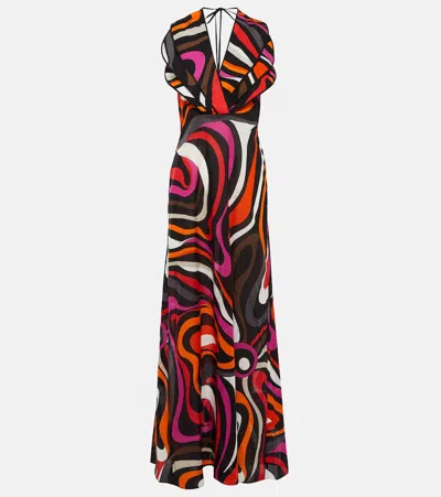 Pucci Printed Cotton Maxi Dress In Multicoloured