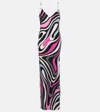 Pucci Marmo-print Maxi Silk Dress In Pink