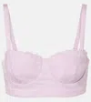 Pucci Brasier Cropped Tops With Lace-inserts In Pink