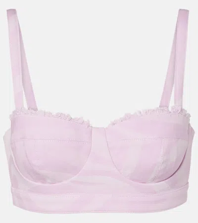 PUCCI MARMO DISTRESSED DENIM BRA TOP