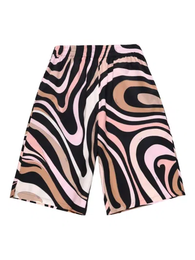 Pucci Marmo Elasticated Basketball Shorts In Black