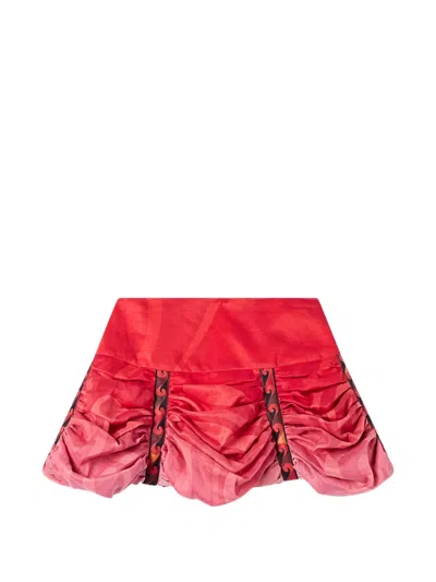 Pucci Marmo Gradient-print Ramie Skirt In Red