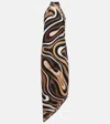 Pucci Marmo Asymmetric Printed Silk-twill Halterneck Dress In Brown