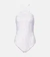 Pucci Marmo Halterneck Swimsuit In Purple