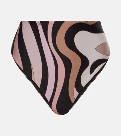 Pucci Marmo High-rise Bikini Bottoms In Pink