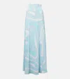 Pucci Marmo High-rise Satin Jersey Maxi Skirt In Blue