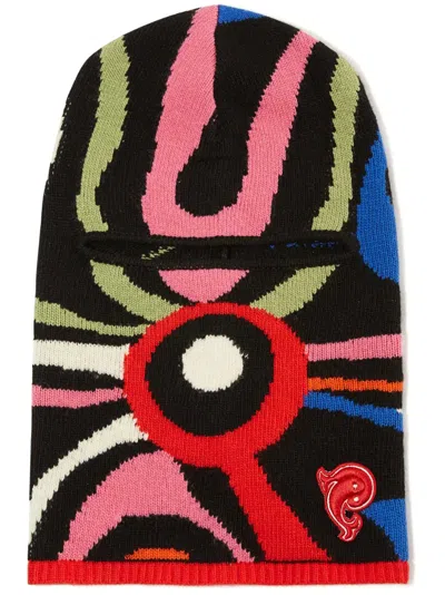 Pucci Marmo-intarsia Wool Balaclava Beanie In Black