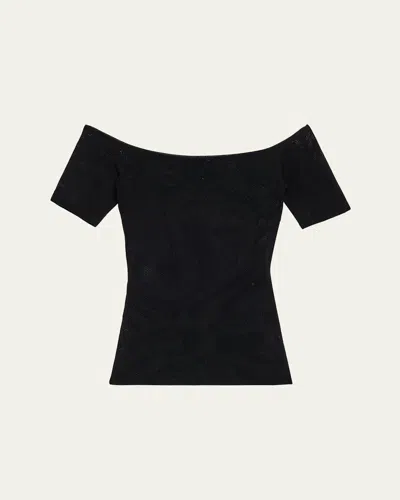 Pucci Marmo Jacquard Short-sleeve Top In Black