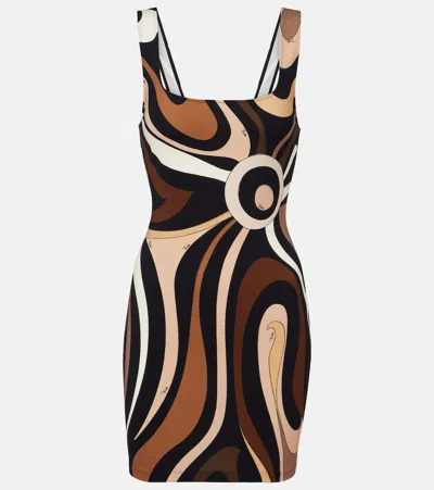 Pucci Marmo Jersey Minidress In Brown